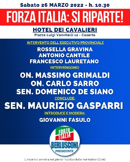 locandina forza italia riparte del 26 marzo 2022